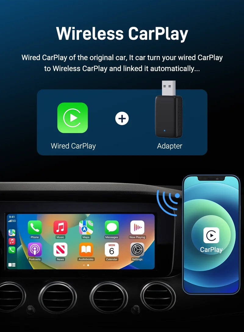 Mini Wireless Car Dashboard Adapter | Apple CarPlay & Android Auto